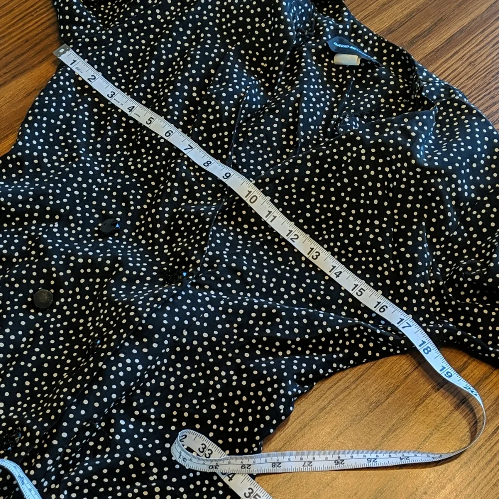 Vintage David Mitchell Black Polkadot Ruffle Skirt Blazer Suit Set Vtg 5/6 Med - Picture 10 of 16